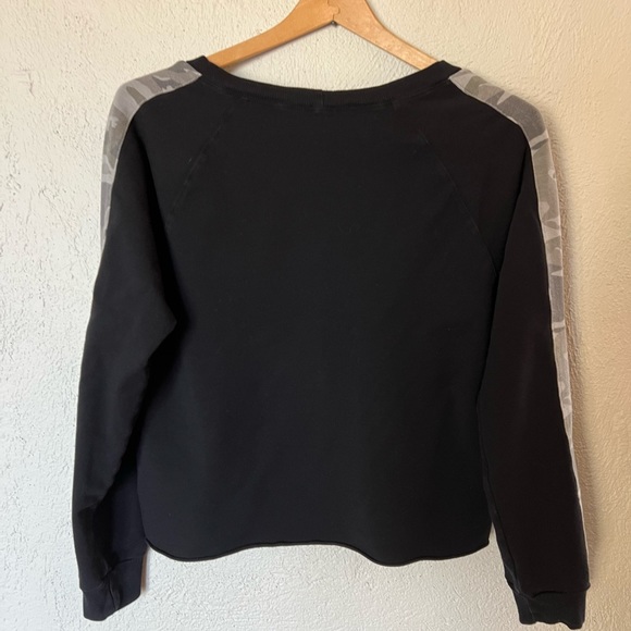 Monrow Black Camo Stripe Cotton Sweatshirt - Picture 7 of 11